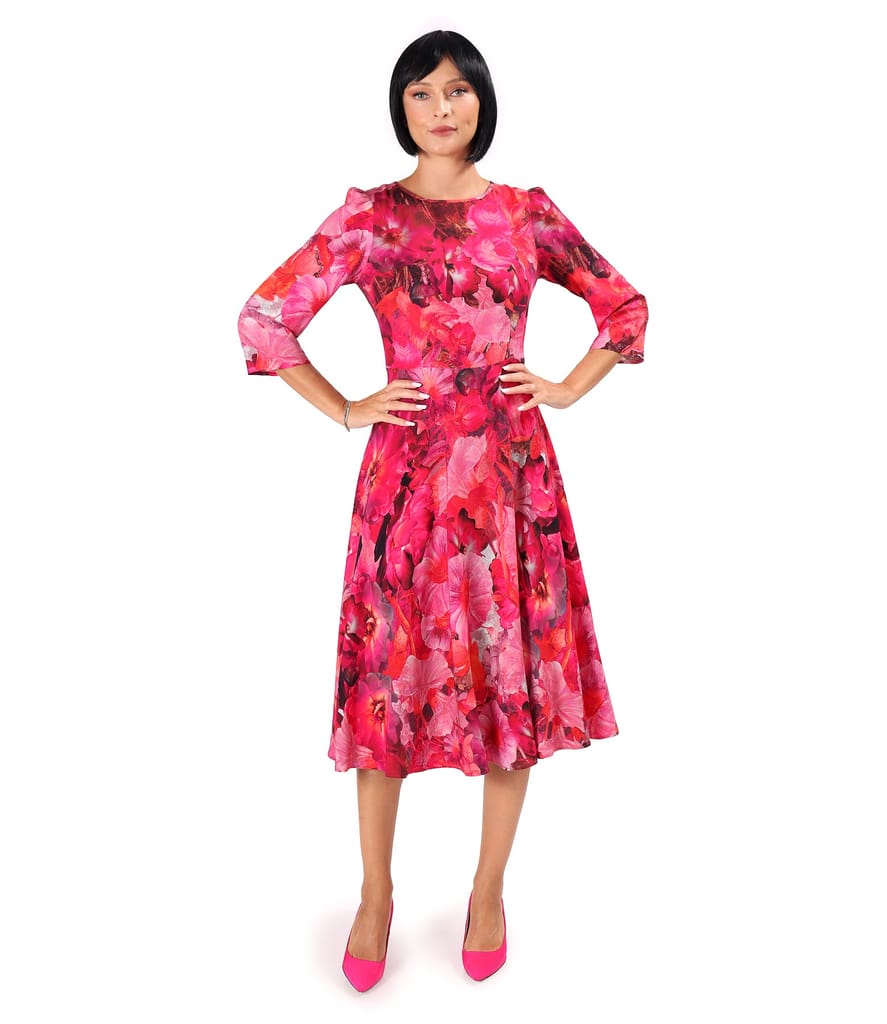 Rochie eleganta din viscoza imprimata cu motive florale