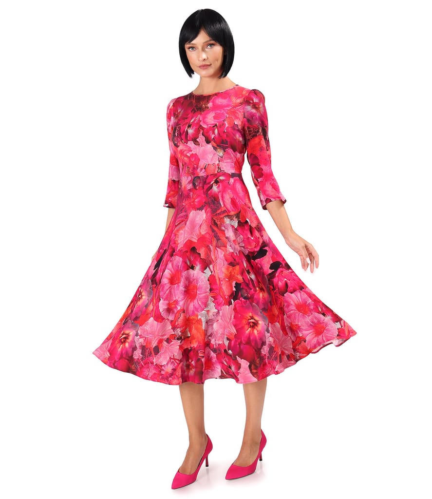 Rochie eleganta din viscoza imprimata cu motive florale