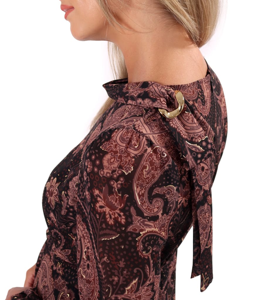 Rochie midi din voal imprimat cu motive paisley