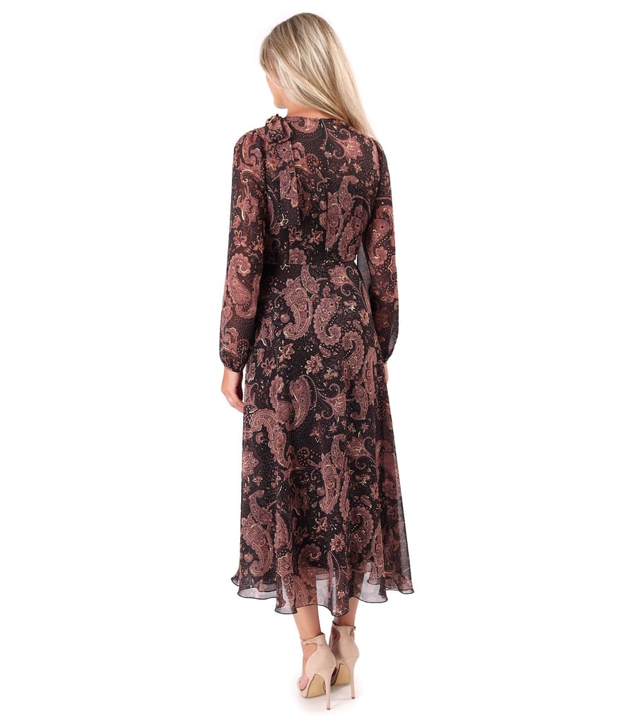 Rochie midi din voal imprimat cu motive paisley