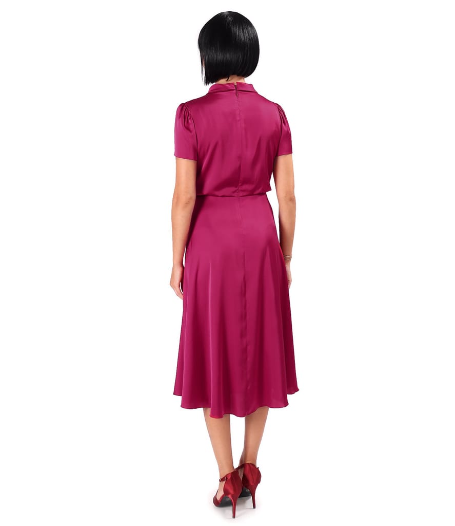 Rochie midi din satin elastic uni