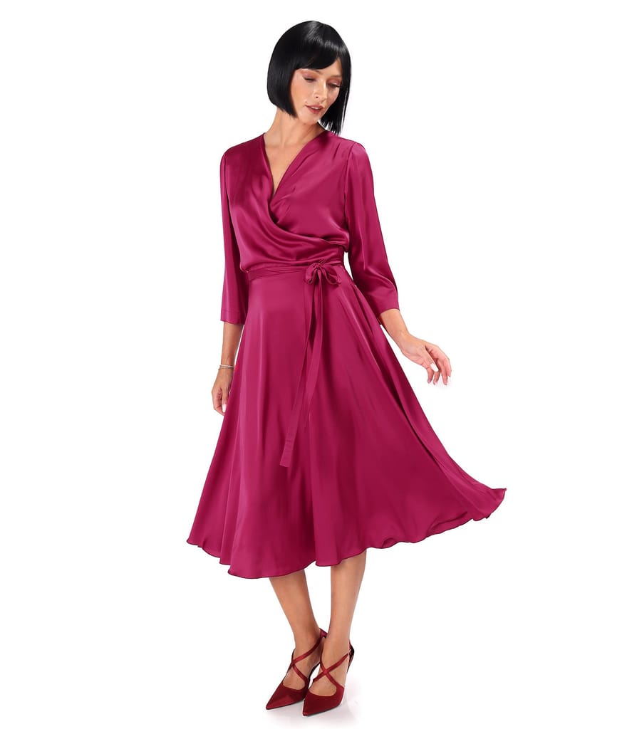 Rochie eleganta din saten elastic uni