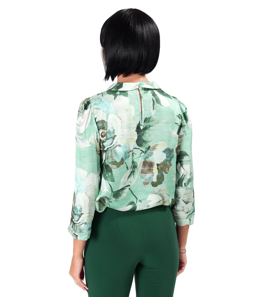Bluza eleganta din viscoza cu matase naturala imprimata cu motive florale