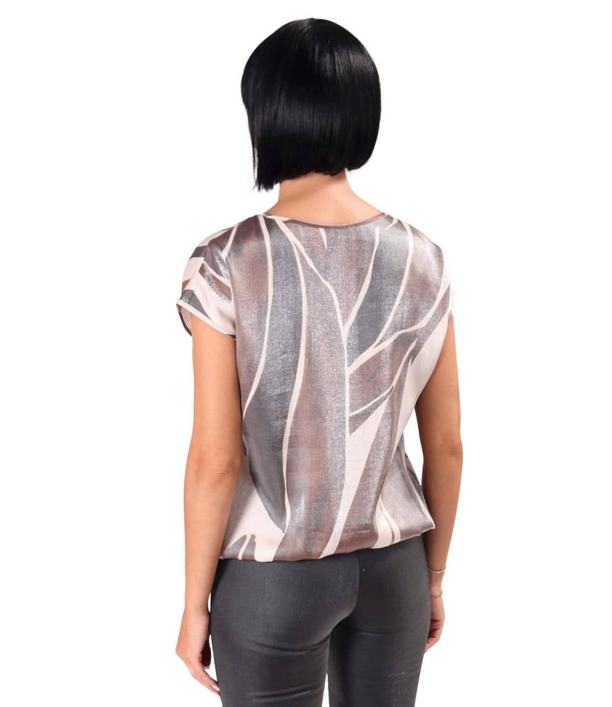 Bluza eleganta din organza plina de viscoza cu efect metalizat