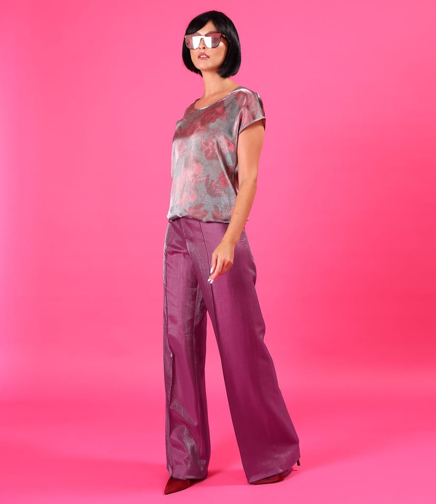 Bluza eleganta din organza plina de viscoza cu efect metalizat