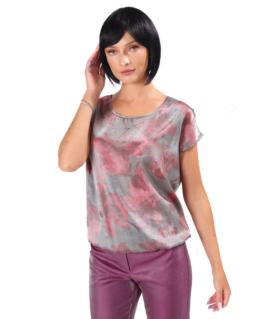 Bluza eleganta din organza plina de viscoza cu efect metalizat