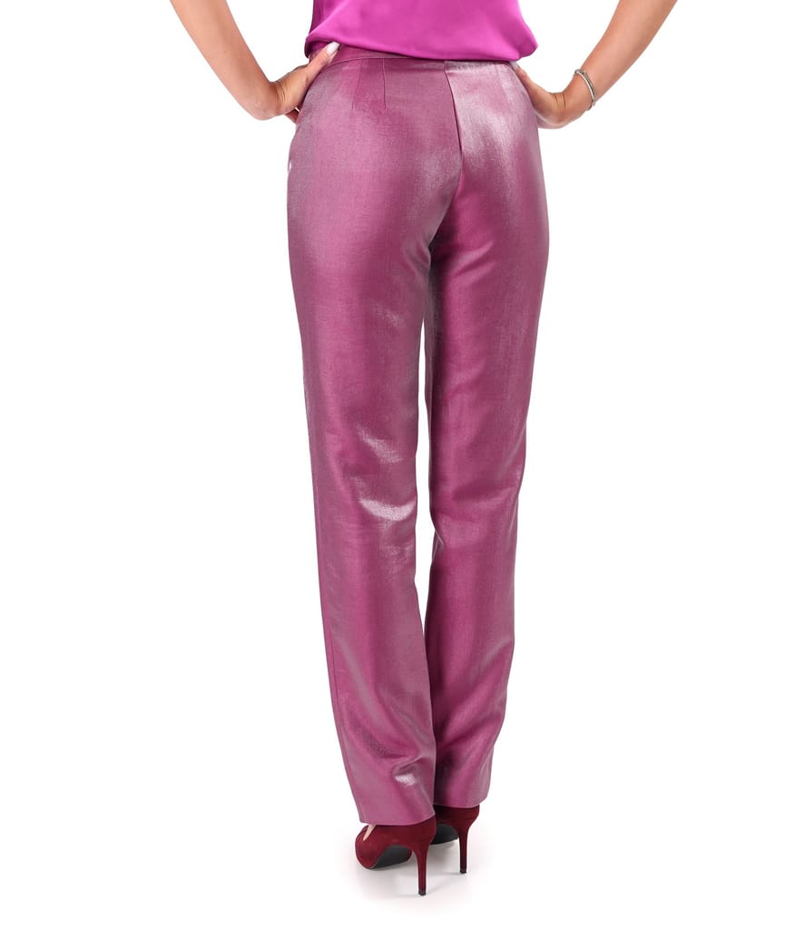 Pantaloni pana din tesatura cu aspect satinat