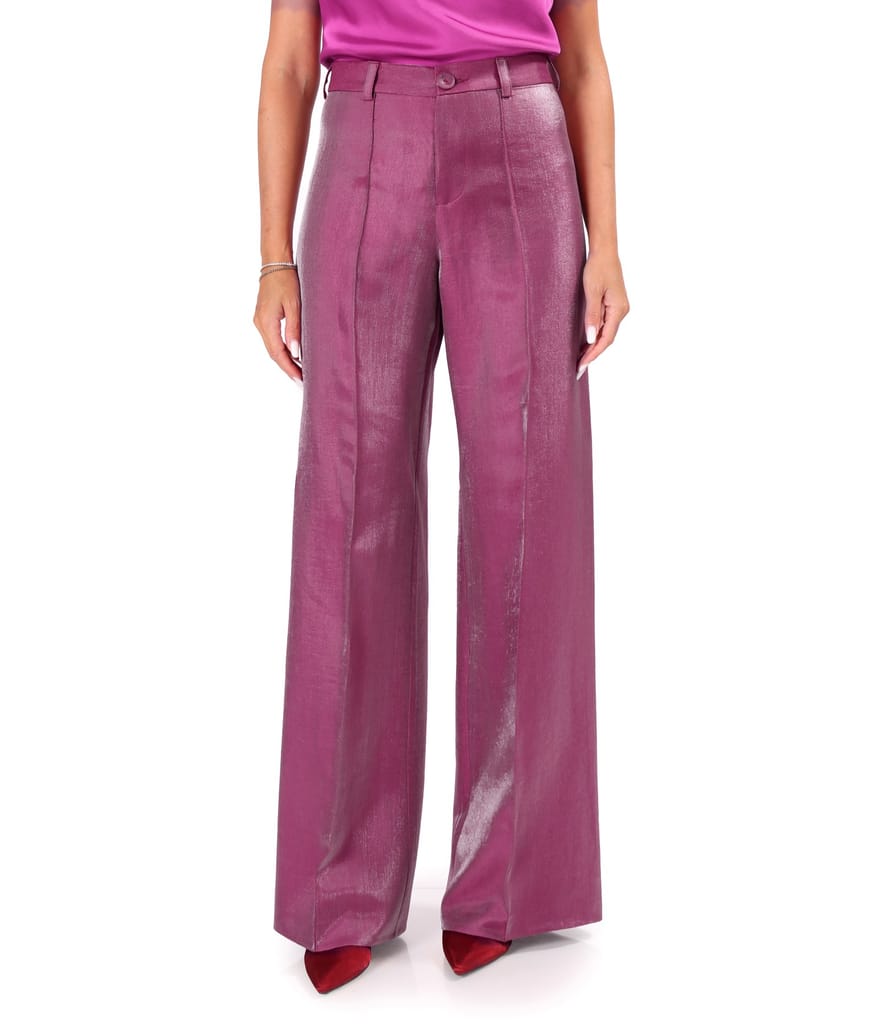 Pantaloni largi din tesatura cu aspect satinat
