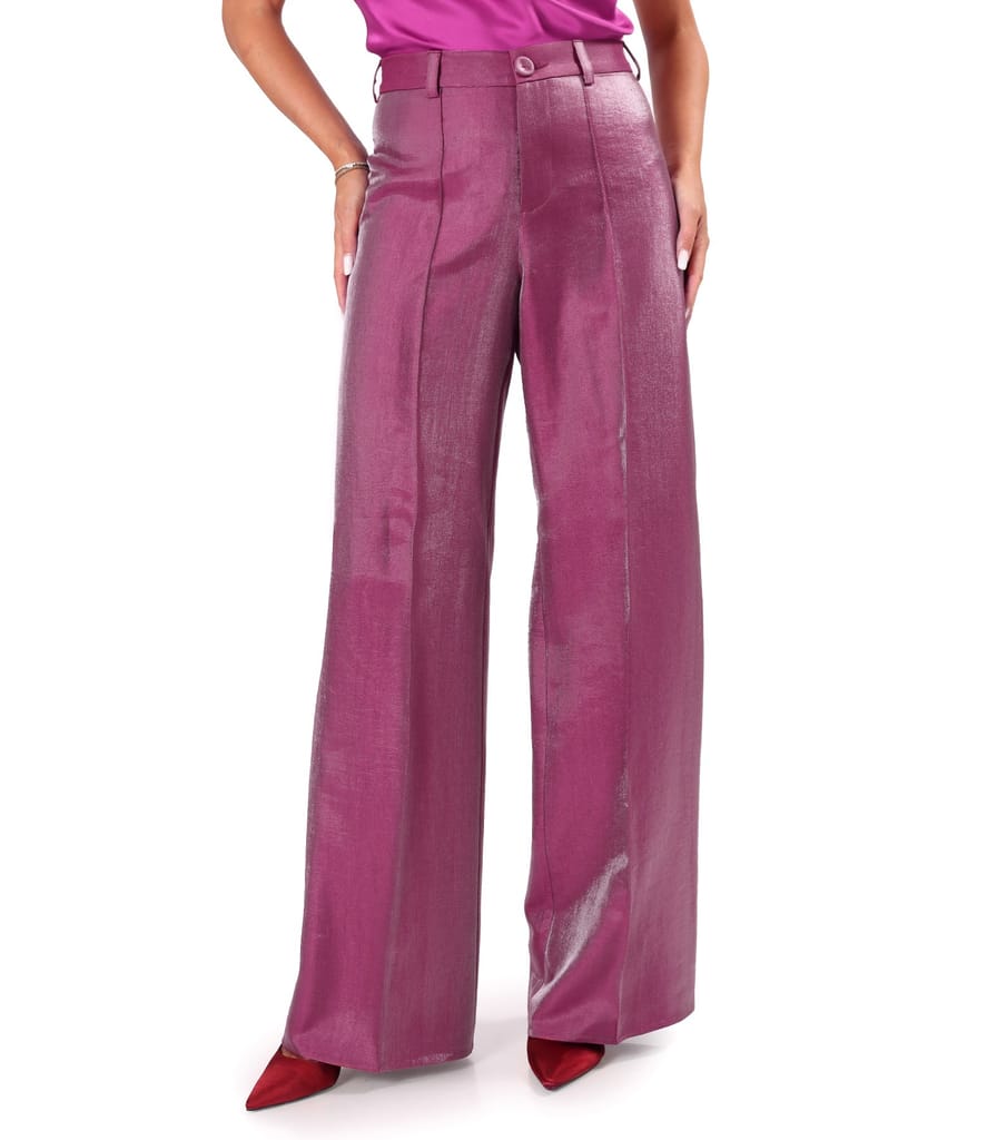 Pantaloni largi din tesatura cu aspect satinat