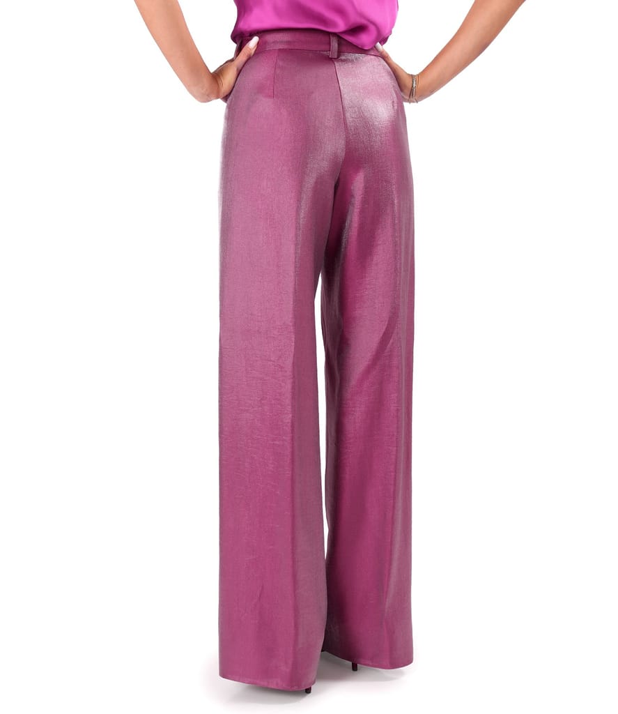 Pantaloni largi din tesatura cu aspect satinat