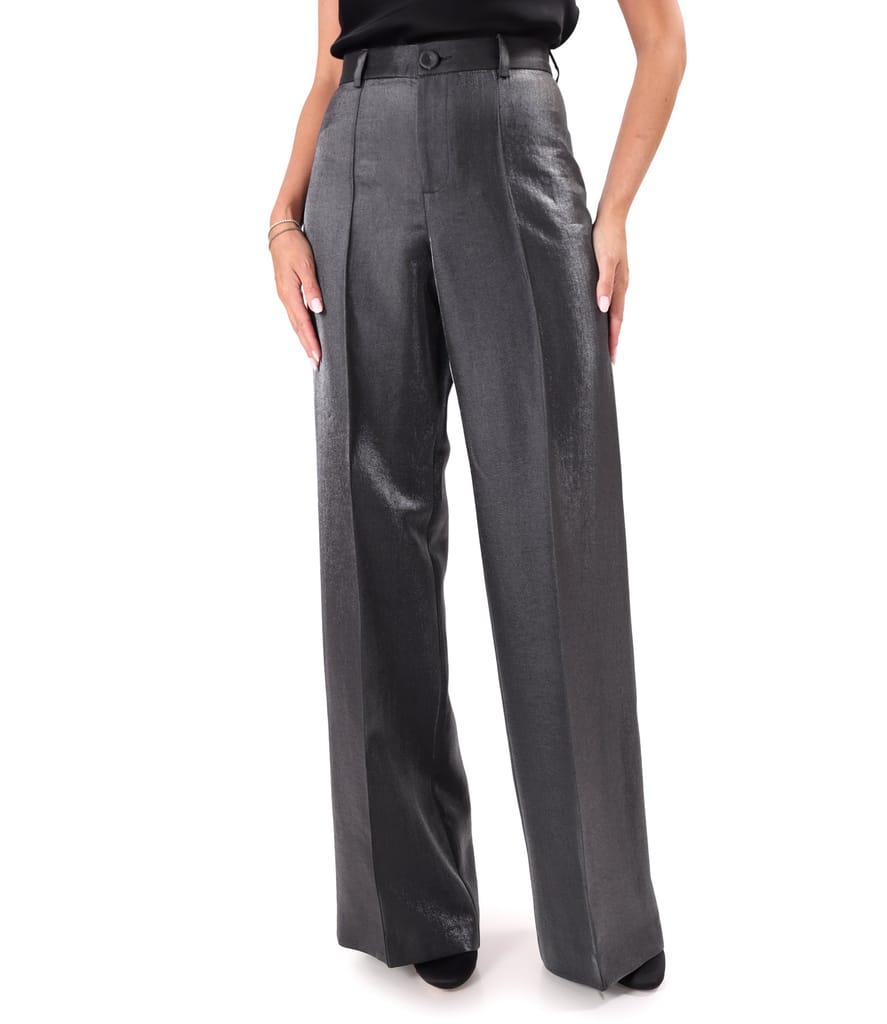Pantaloni largi din tesatura cu aspect satinat