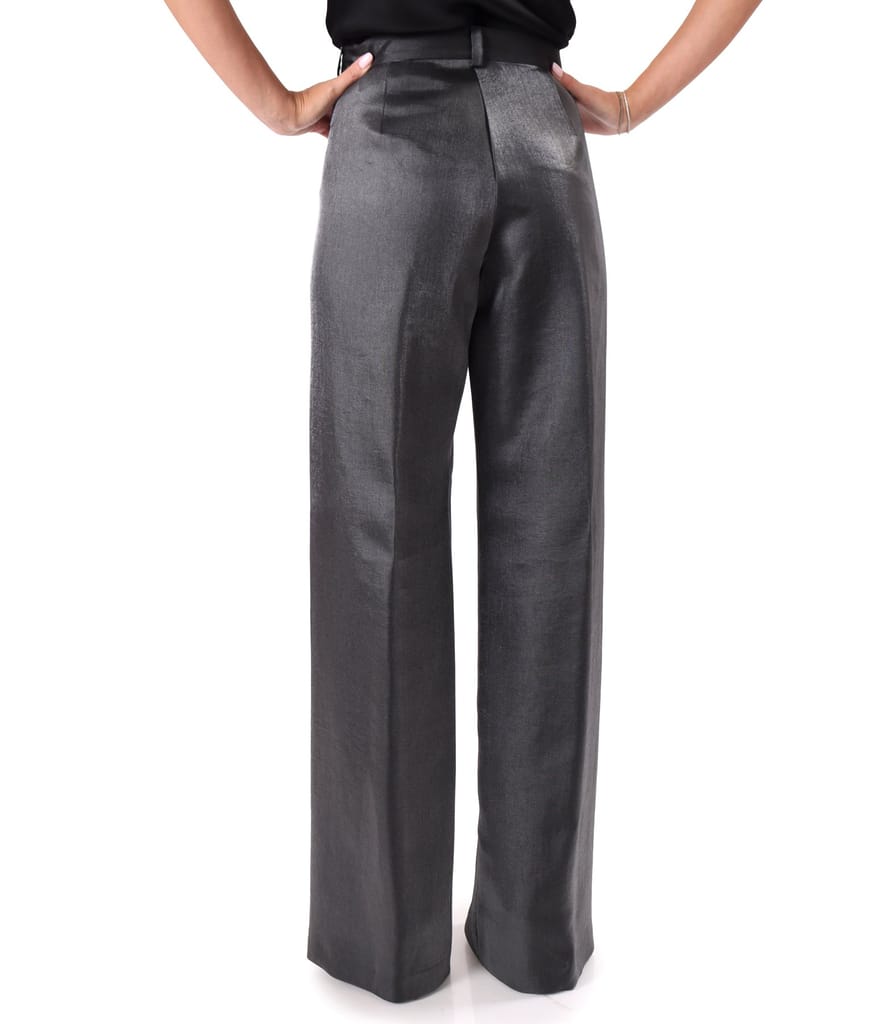 Pantaloni largi din tesatura cu aspect satinat