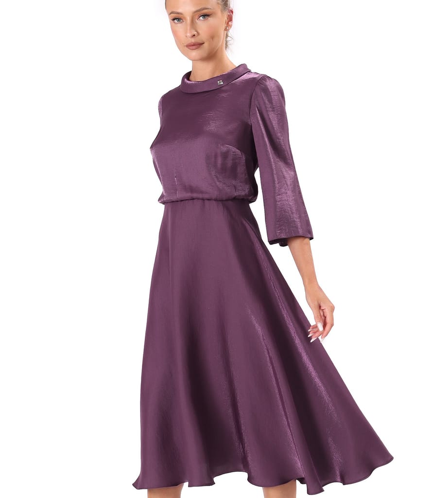 Rochie midi din tesatura satinata
