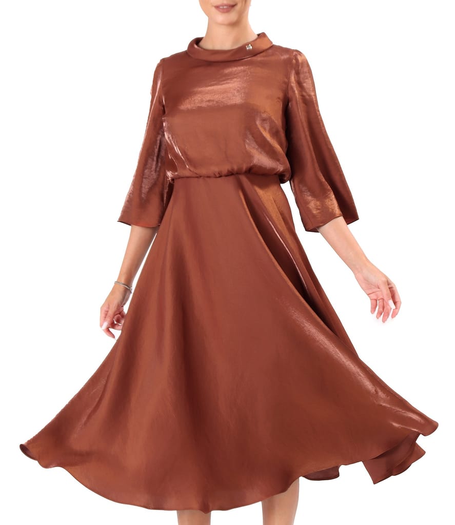 Rochie midi din tesatura satinata