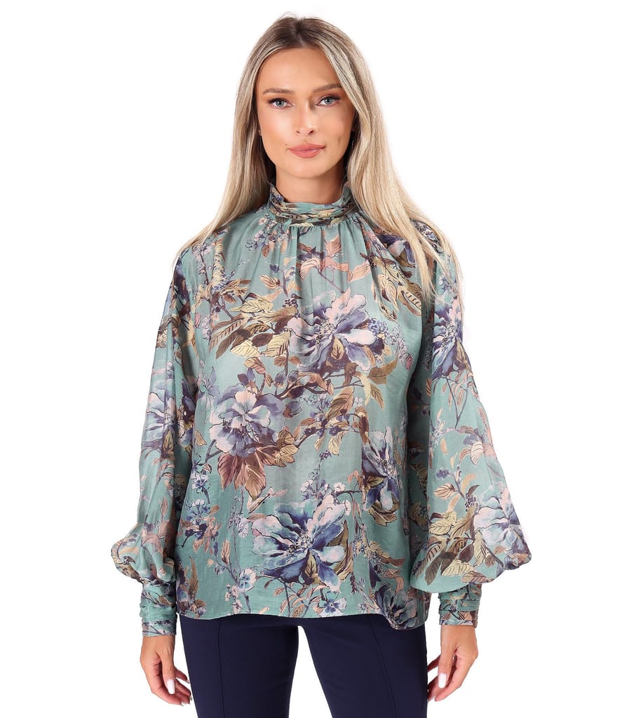 Bluza eleganta din Tencel imprimat cu motive florale