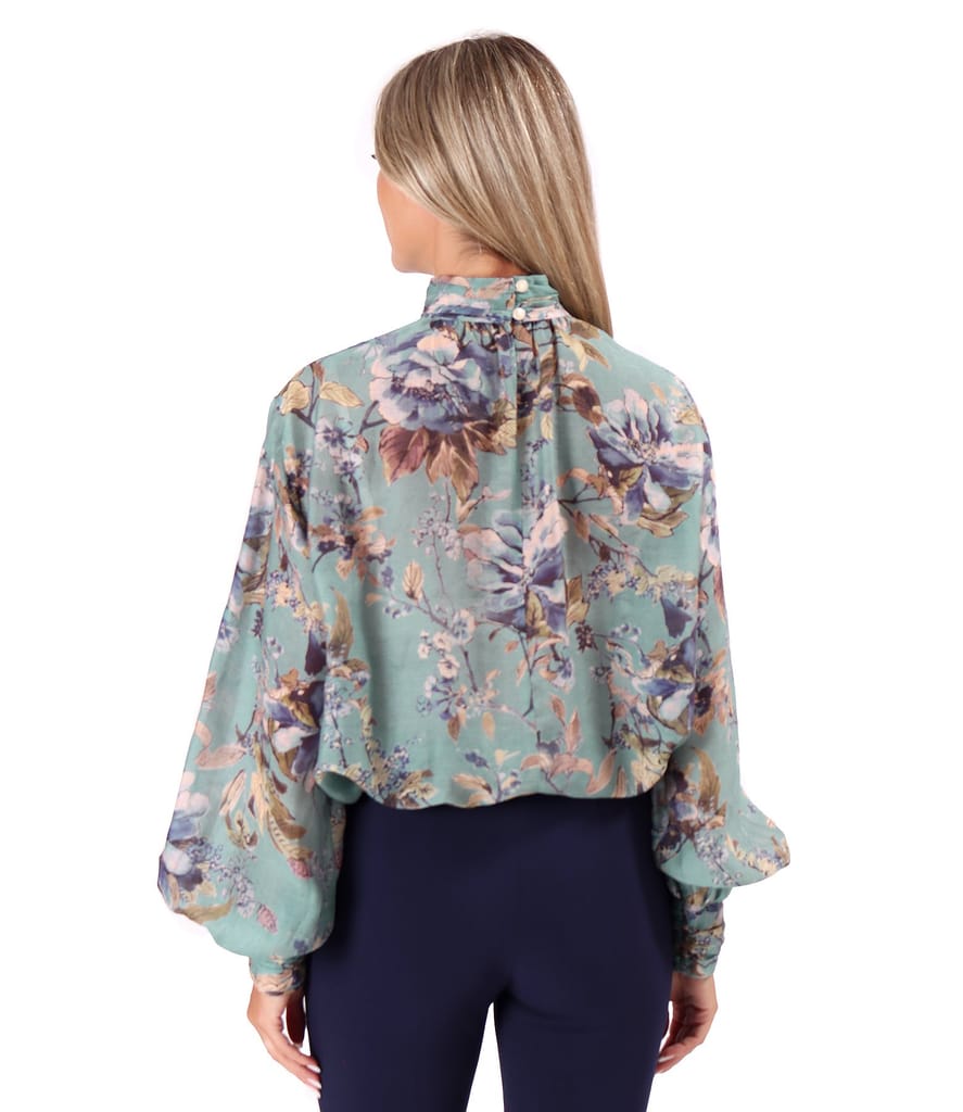 Bluza eleganta din Tencel imprimat cu motive florale