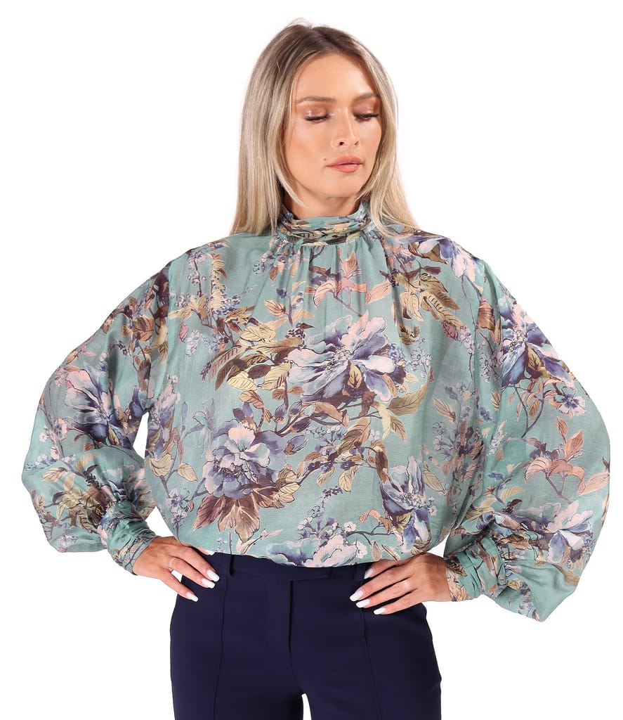 Bluza eleganta din Tencel imprimat cu motive florale