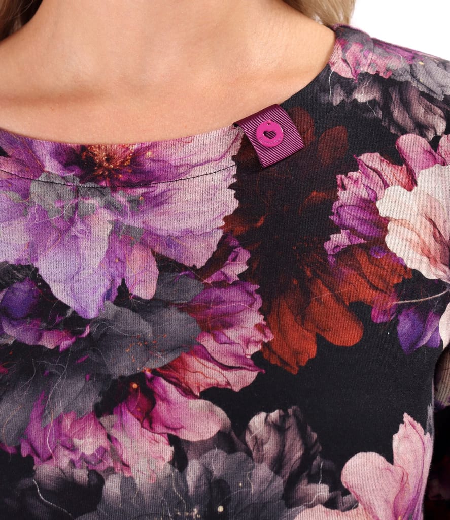 Bluza din jerse elastic gros imprimat cu motive florale