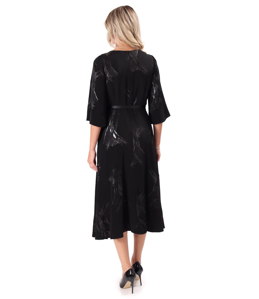 Rochie midi din viscoza cu fir metalic