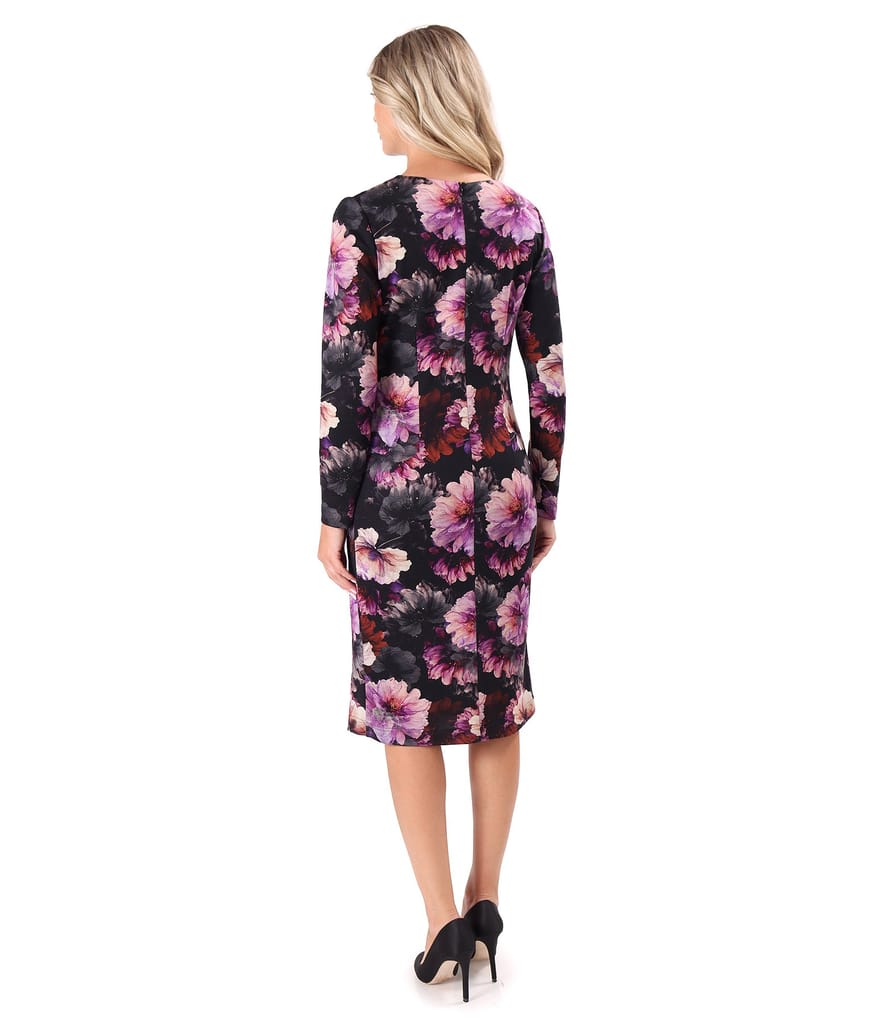 Rochie eleganta din jerse elastic gros imprimat cu motive florale