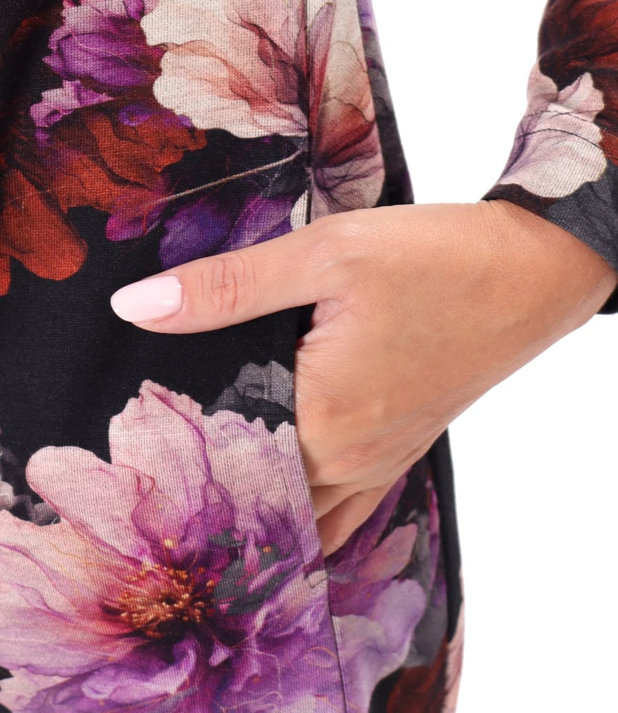 Rochie eleganta din jerse elastic gros imprimat cu motive florale