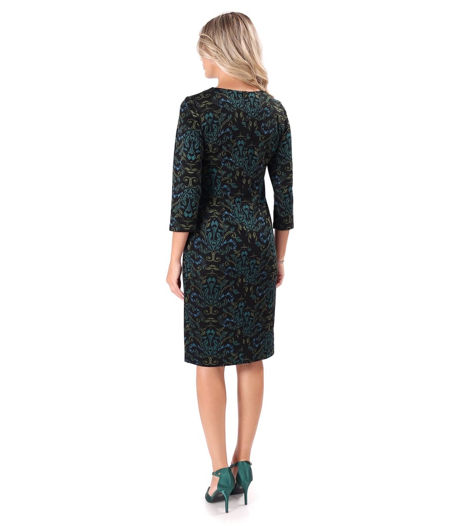 Rochie din jerse elastic gros imprimat cu motive florale