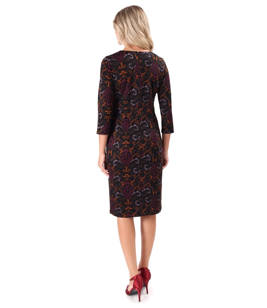 Rochie din jerse gros imprimat cu motive florale