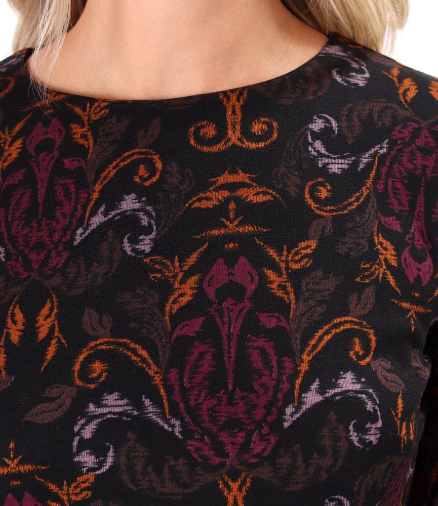 Rochie din jerse gros imprimat cu motive florale