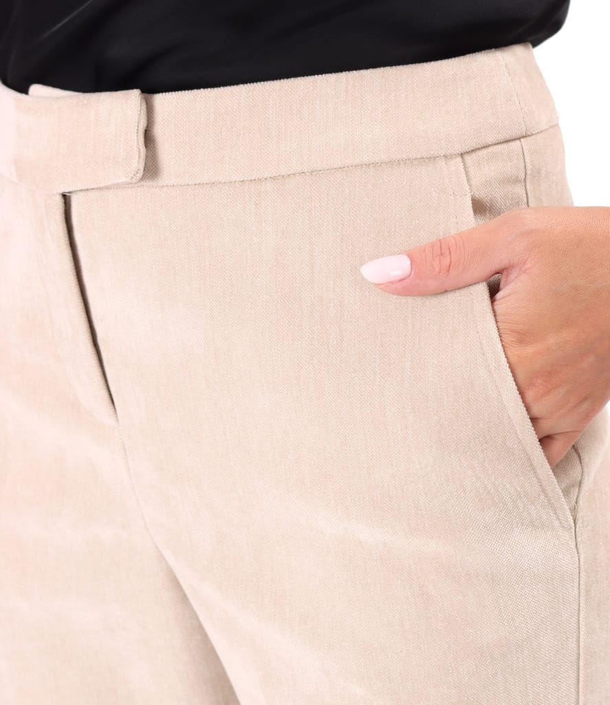 Pantaloni drepti din stofa groasa cu lycra si viscoza