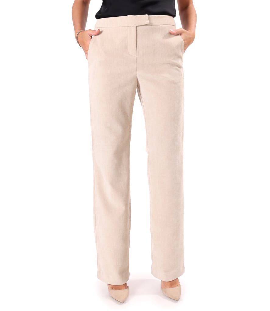 Pantaloni drepti din stofa groasa cu lycra si viscoza
