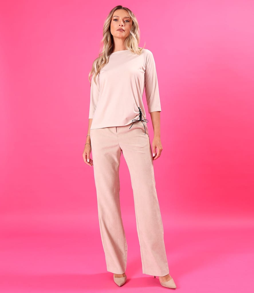 Pantaloni drepti din stofa groasa cu lycra si viscoza