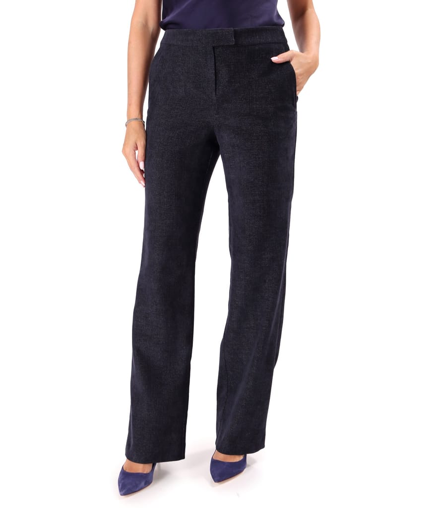 Pantaloni drepti din stofa groasa cu lycra si viscoza