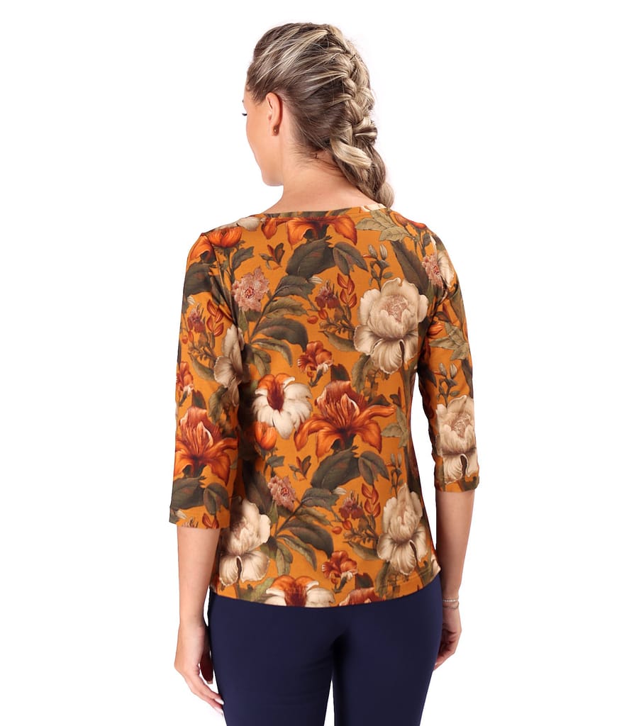 Bluza din jerse elastic de viscoza imprimat cu motive florale