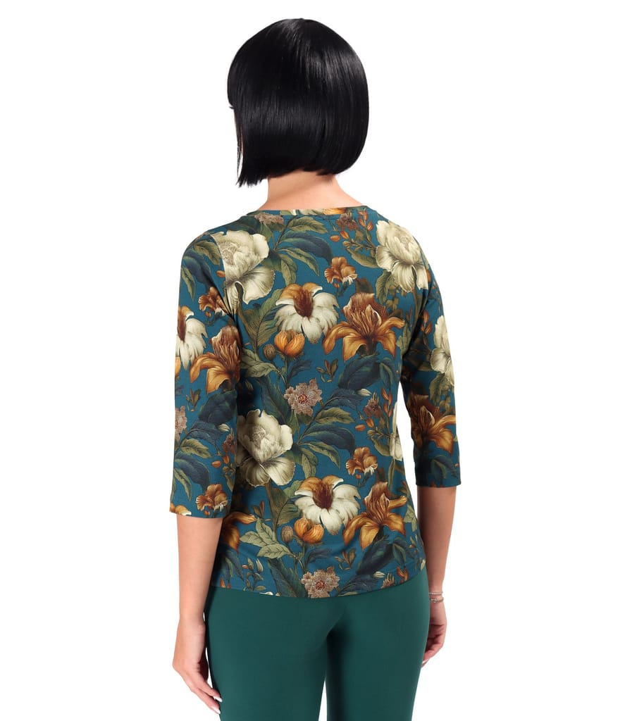 Bluza din jerse elastic de viscoza imprimat cu motive florale