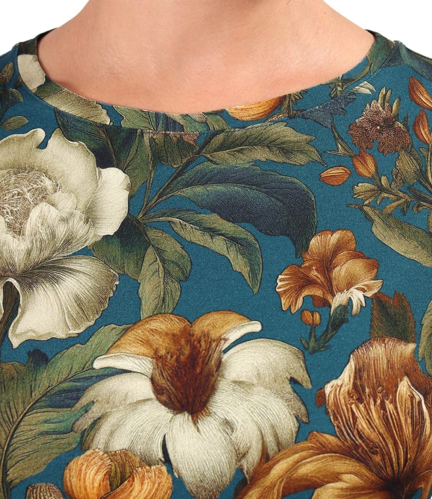 Bluza din jerse elastic de viscoza imprimat cu motive florale