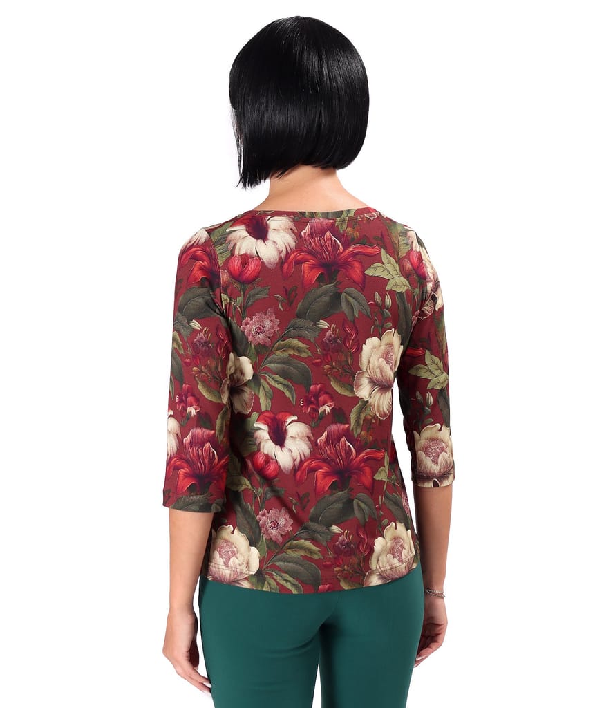 Bluza din jerse elastic de viscoza imprimat cu motive florale