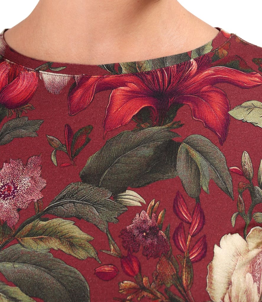 Bluza din jerse elastic de viscoza imprimat cu motive florale