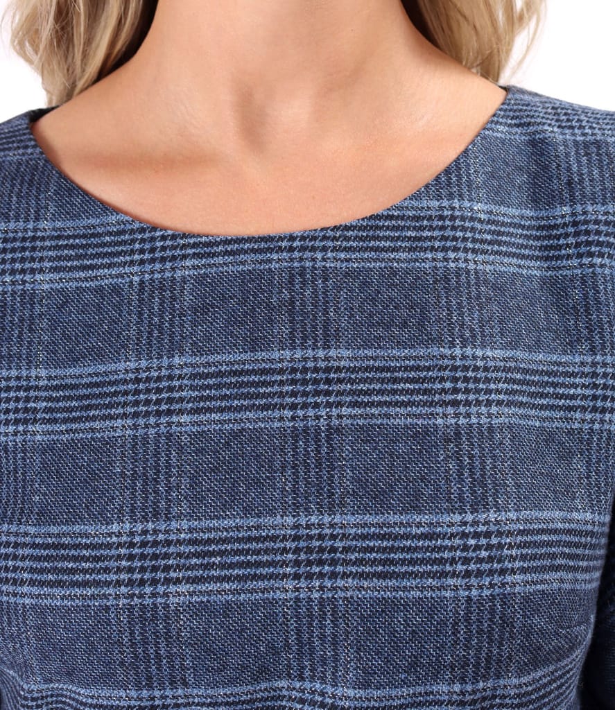 Rochie office in carouri cu bumbac si lana