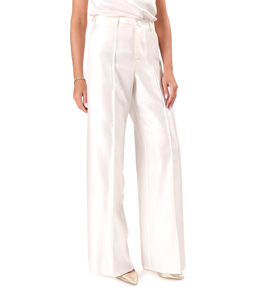 Pantaloni largi din tesatura cu aspect satinat