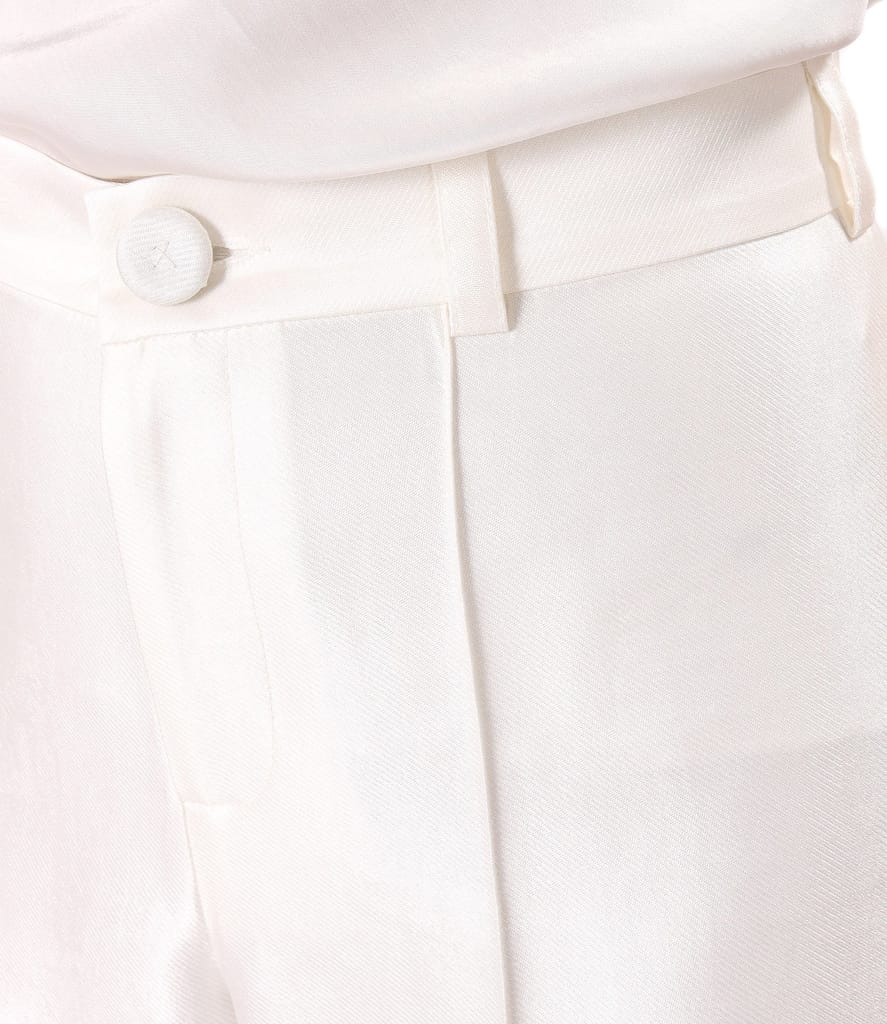 Pantaloni largi din tesatura cu aspect satinat
