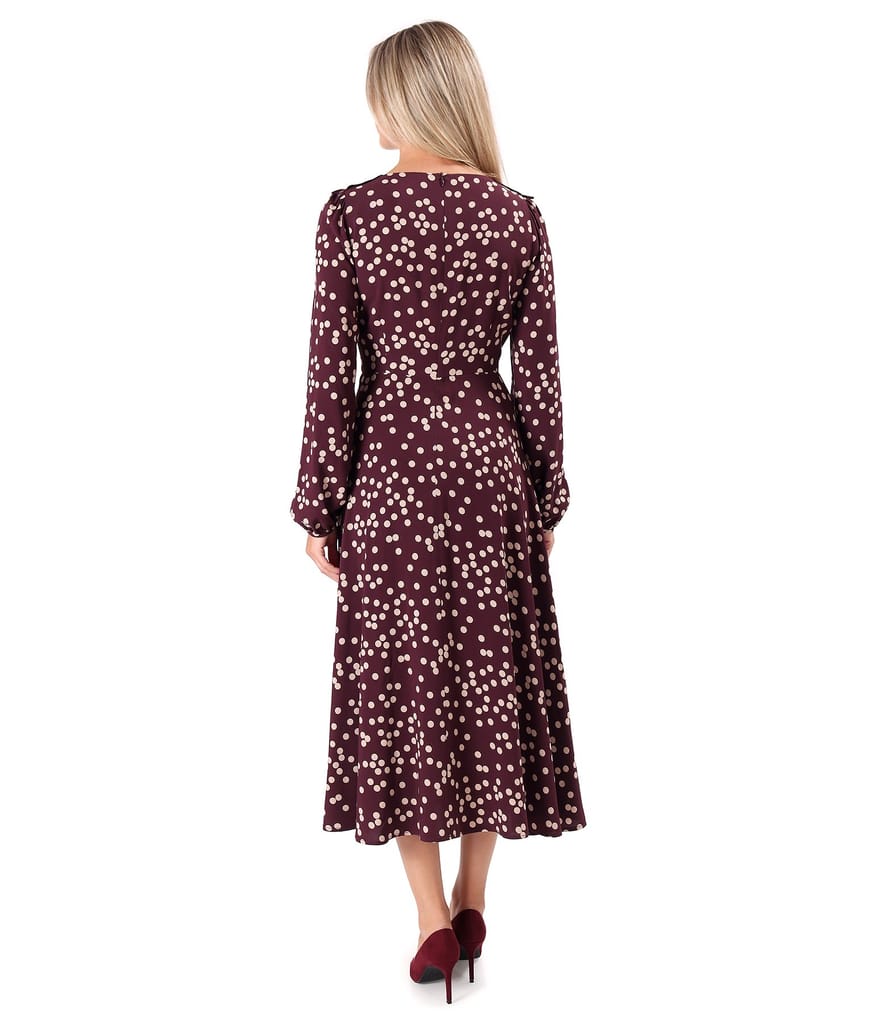 Rochie midi din viscoza imprimata cu buline