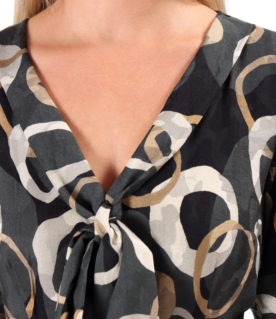 Rochie midi din viscoza cu guler esarfa