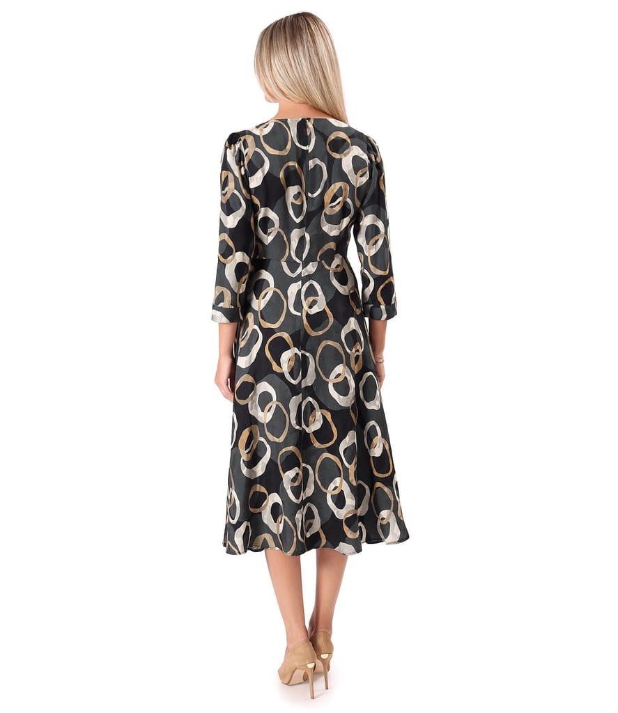 Rochie midi din viscoza cu guler esarfa