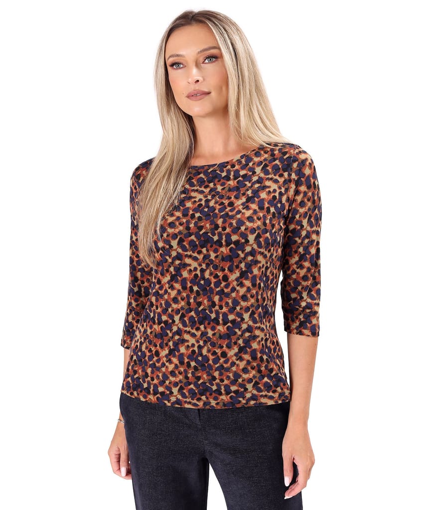 Bluza din jerse elastic de viscoza imprimat