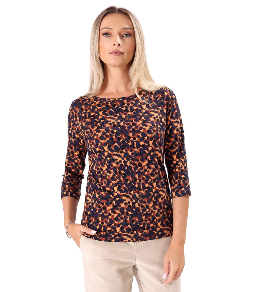 Bluza din jerse elastic de viscoza imprimat