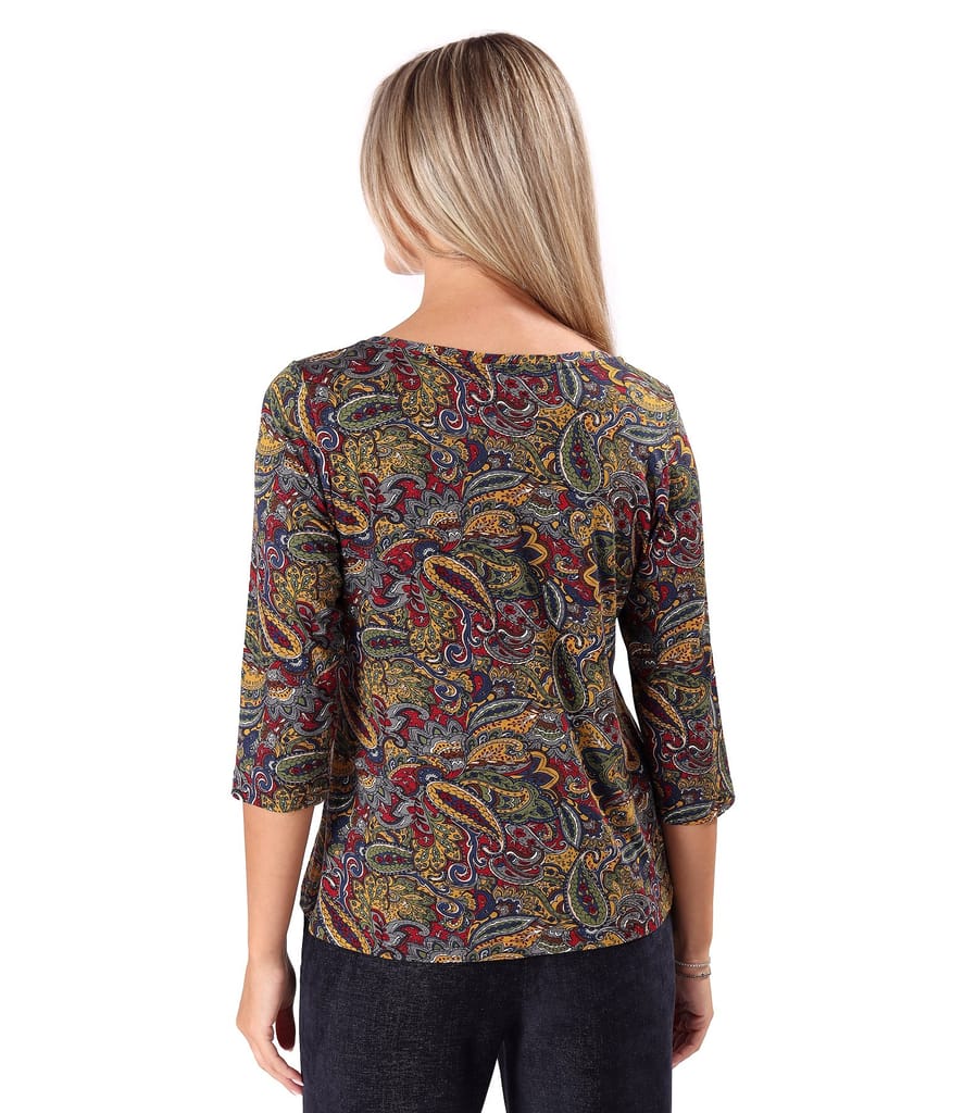 Bluza din jerse elastic de viscoza imprimat cu motive paisley