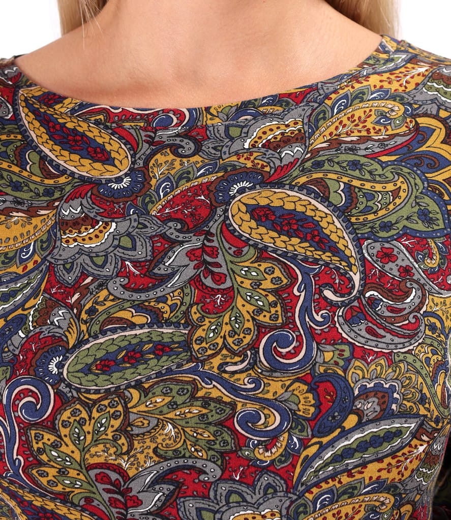 Bluza din jerse elastic de viscoza imprimat cu motive paisley