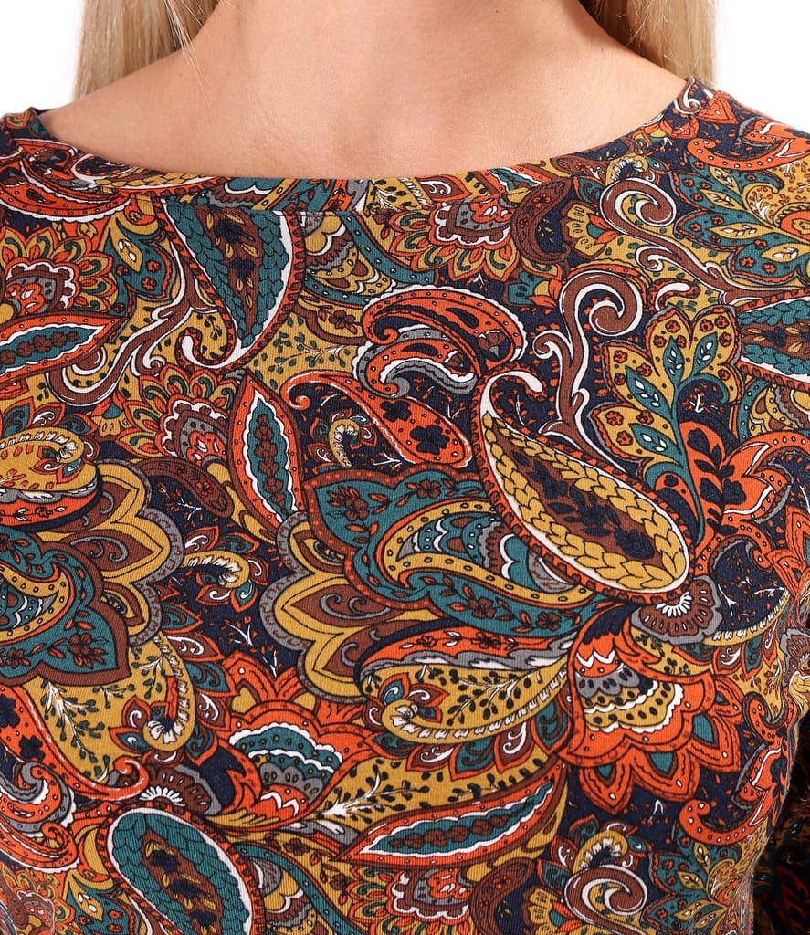 Bluza din jerse elastic de viscoza imprimat cu motive paisley