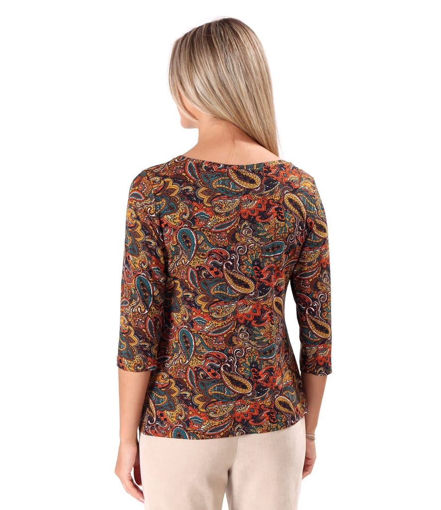 Bluza din jerse elastic de viscoza imprimat cu motive paisley