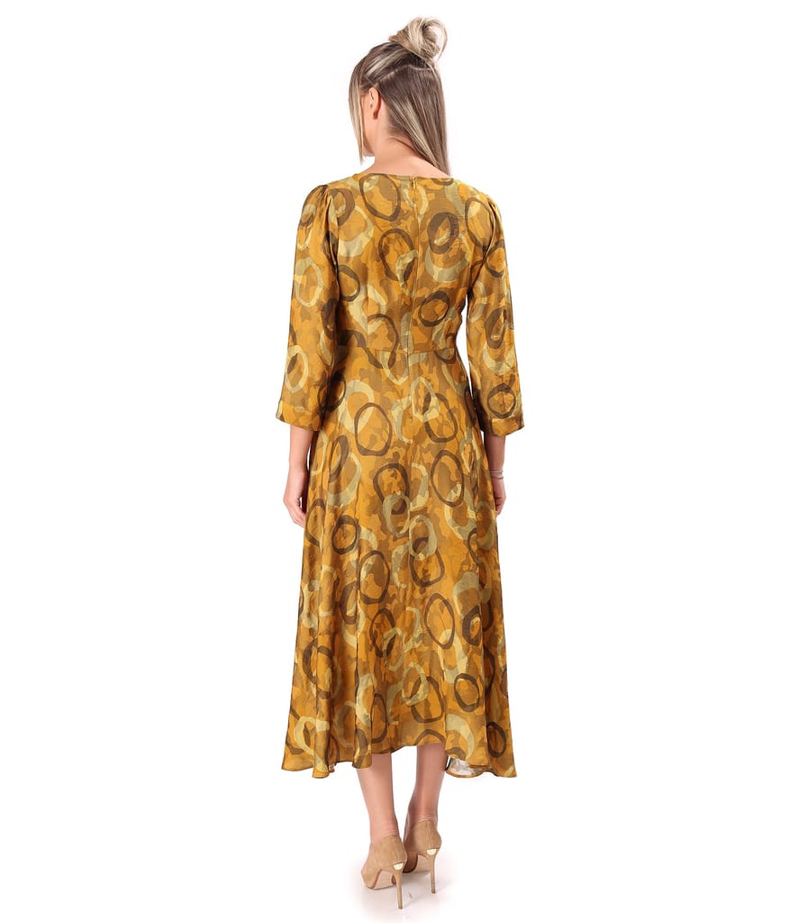 Rochie midi din viscoza cu guler esarfa